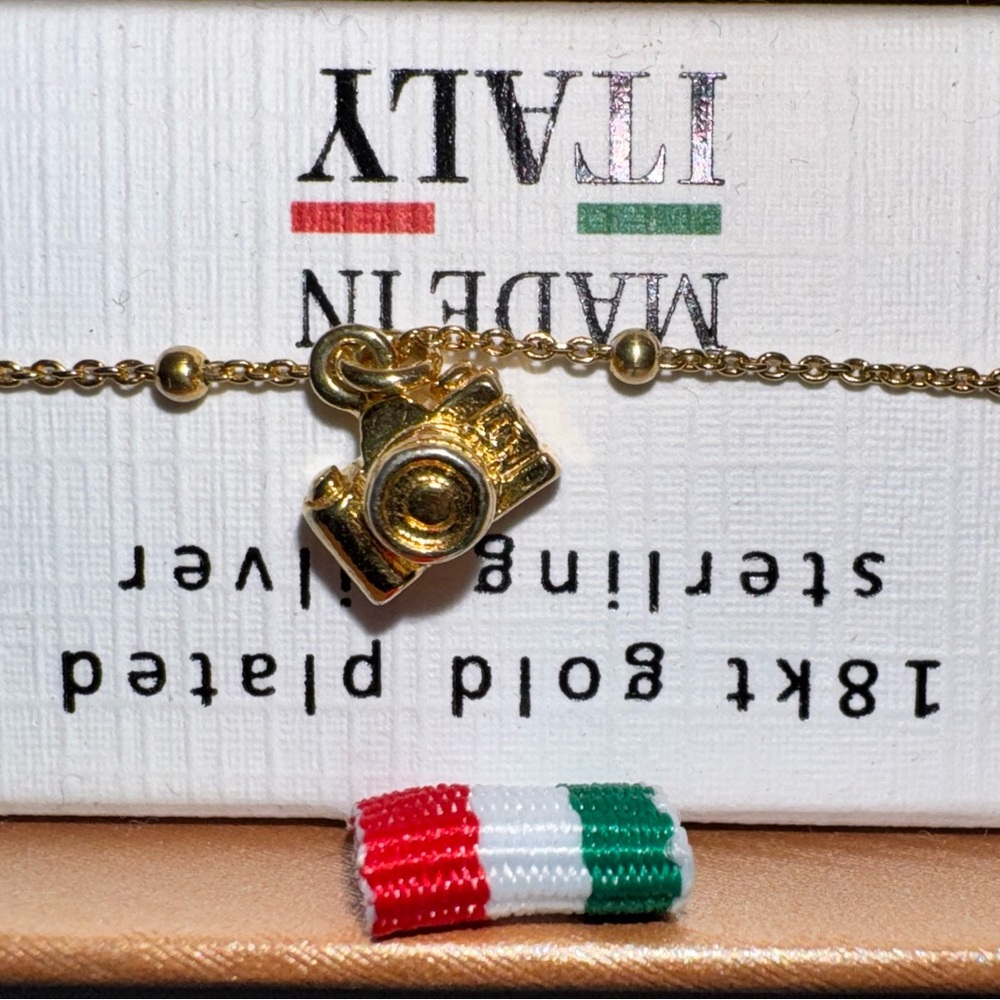 Made in Italy 18kt Gold Plated Sterling Silver Women's With Camera Charm